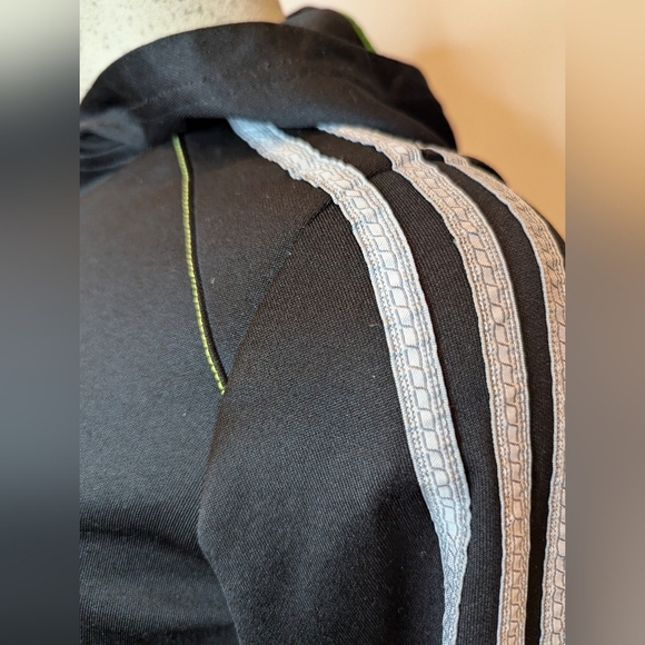 Adidas 3 stripe full zip Black with silver gray stripes. Youth Size L - Picture 4 of 15